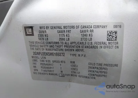 2017 Chevrolet Equinox Ls из США, поврежденный, VIN 2GNFLEEK5H6169272